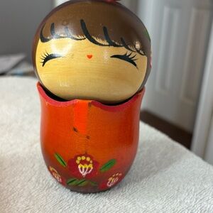 Handcrafted kokeshi small accessory case